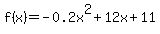 f%28x%29=-0.2x%5E2%2B12x%2B11