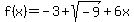 f%28x%29=-3%2Bsqrt%28-9%29%2B6x
