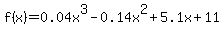 f%28x%29=0.04x%5E3-0.14x%5E2%2B5.1x%2B11
