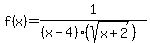 f%28x%29=1%2F%28%28x-4%29%28sqrt%28x%2B2%29%29%29