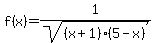 f%28x%29=1%2Fsqrt%28%28x%2B1%29%285-x%29%29