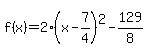 f%28x%29=2%28x-7%2F4%29%5E2-129%2F8