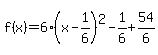 f%28x%29=6%28x+-1%2F6%29%5E2-1%2F6%2B54%2F6