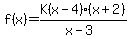 f%28x%29=K%28x-4%29%28x%2B2%29%2F%28x-3%29