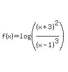 f%28x%29=log%28%28%28x%2B3%29%5E2%2F%28x-1%29%5E3%29%29
