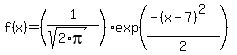 f%28x%29+=+%281%2F%28sqrt%282%2Api%29%29%29%2Aexp%28%28-%28x-7%29%5E2%29%2F2%29