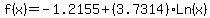 f%28x%29+=+-1.2155%2B%283.7314%29%2ALn%28x%29