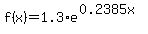 f%28x%29+=+1.3%2Ae%5E%280.2385x%29
