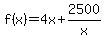 f%28x%29+=+4x%2B2500%2Fx
