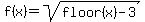 f%28x%29+=+sqrt%28floor%28x%29-3%29