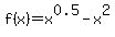 f%28x%29+=+x%5E0.5+-+x%5E2