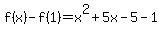 f%28x%29-f%281%29=x%5E2+%2B+5x+-+5-1