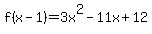 f%28x-1%29=+3x%5E2-11x%2B12
