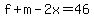 f%2Bm-2x=46