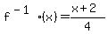 f%5E%28-1%29%28x%29=%28x%2B2%29%2F4