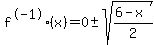 f%5E-1%28x%29=0%2B-+sqrt%28%286-x%29%2F2%29