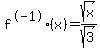 f%5E-1%28x%29=sqrt%28x%29%2Fsqrt%283%29