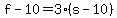 f-10+=+3%28s-10%29