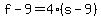 f-9=4%28s-9%29