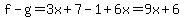 f-g=3x%2B7-1%2B6x=9x%2B6