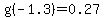 g%28-1.3%29+=+0.27