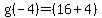 g%28-4%29=%2816%2B4%29