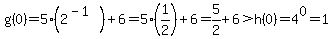 g%280%29=5%282%5E%28-1%29%29%2B6=5%281%2F2%29%2B6=5%2F2%2B6%3Eh%280%29=4%5E0=1