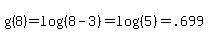 g%288%29=log%28%288-3%29%29=log%28%285%29%29=.699