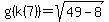 g%28k%287%29%29=+sqrt%2849-8%29