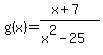 g%28x%29=%28x%2B7%29%2F%28x%5E2-25%29