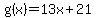 g%28x%29+=+13x+%2B+21