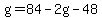 g=84-2g-48