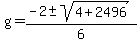 g+=+%28-2+%2B-+sqrt%28+4+%2B+2496+%29%29%2F+6+