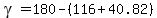 gamma=180-%28116%2B40.82%29