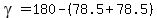 gamma=180-%2878.5%2B78.5%29