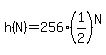 h%28N%29=256%2A%281%2F2%29%5EN