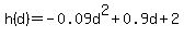 h%28d%29+=+-0.09d%5E2%2B0.9d%2B2