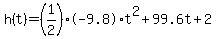 h%28t%29=%281%2F2%29%2A-9.8%2At%5E2%2B99.6t%2B2