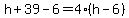h%2B39-6=4%28h-6%29