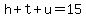 h%2Bt%2Bu+=+15