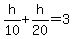 h%2F10%2Bh%2F20=3