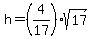 h=%284%2F17%29sqrt%2817%29