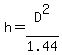 h=D%5E2%2F1.44