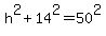 h%5E2%2B14%5E2=50%5E2