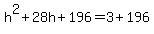 h%5E2%2B28h%2B196=3%2B196