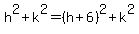 h%5E2%2Bk%5E2=%28h%2B6%29%5E2%2Bk%5E2