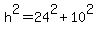 h%5E2=24%5E2%2B10%5E2