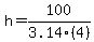 h+=+100%2F3.14%284%29