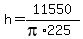 h+=+11550%2F%28pi%2A225%29