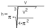 h+=+V%2F%28pi%2Aroot%283%2CV%5E2%2F%284%2Api%5E2%29%29%29